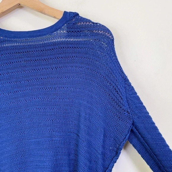 Aritzia Wilfred Free Royal Blue Hooded Open Knit Cashmere  Blend Sweater - Picture 10 of 15